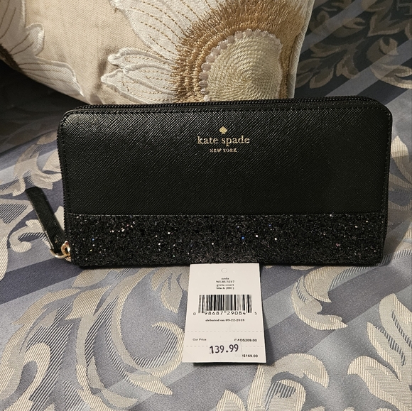 Kate Spade Greta Glitter Accent Zip Wallet - Picture 1 of 2